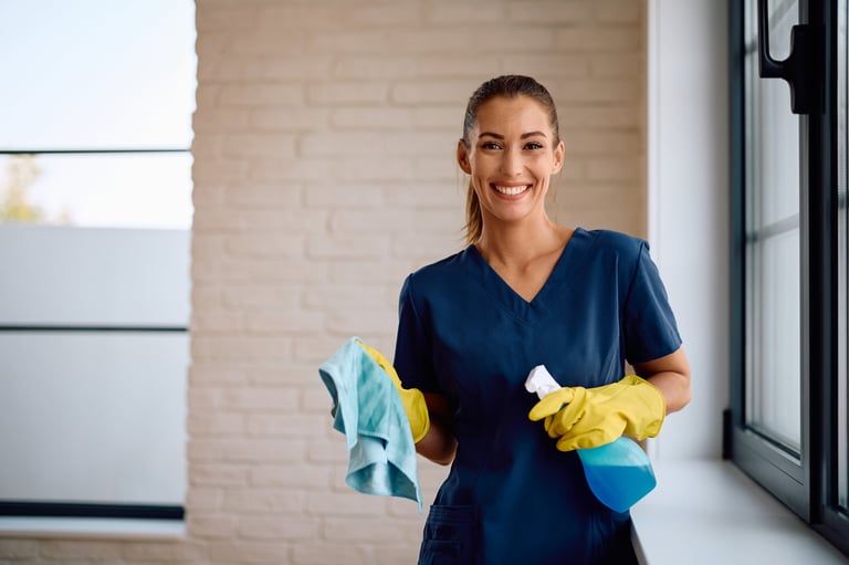 Professional cleaner at work